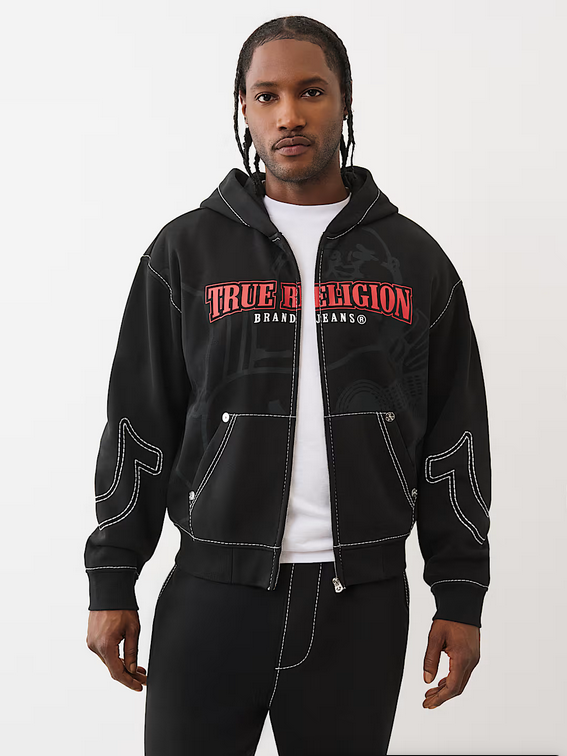 True Religion Cinched Big T Ziphood, black | Beyond